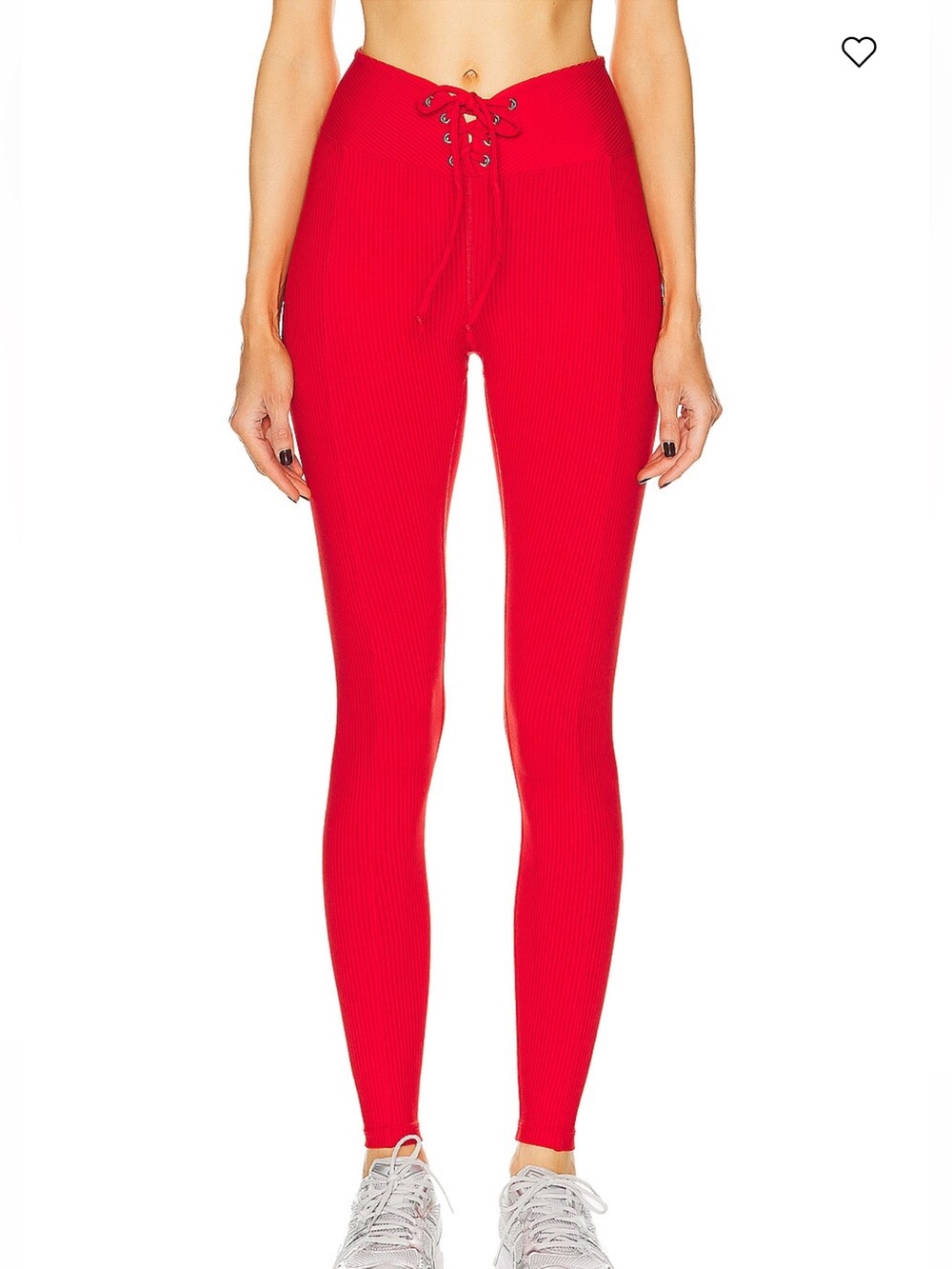 Year of Ours Red High-Waist Lace-Up Ribbed Leggings